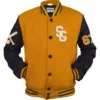 Stegaro Yellow And Black Letterman Varsity Jacket