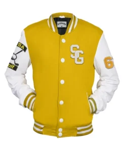 Stegaro Yellow And White Letterman Varsity Jacket
