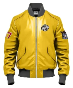 Stegaro Yellow Vintage Bomber Leather Jacket