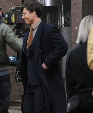 The Running Man Glen Powell Blue Trench Coat