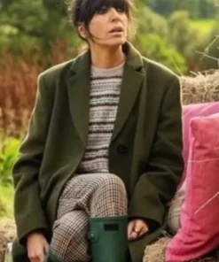 The Traitors UK Claudia Winkleman Green Wool Trench Coat For Sale