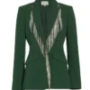 The Voice S26 Reba McEntire Green Embellished Fringed Blazer For Sale