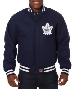 Toronto Maple Leafs One Color Navy Wool Varsity Jacket