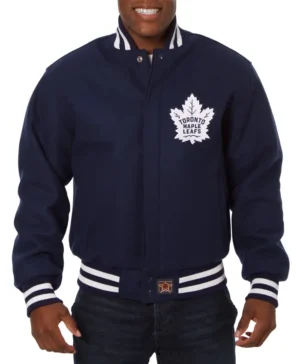 Toronto Maple Leafs One Color Navy Wool Varsity Jacket