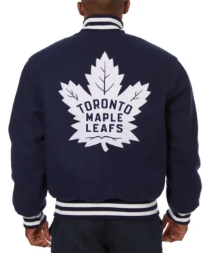 Toronto Maple Leafs One Color Navy Wool Varsity Jacket Back
