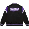 Toronto Raptors Eastern Heavyweight Black Satin Varsity Jacket Back