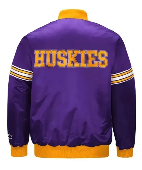 Washington Huskies Draft Pick Purple Satin Jacket Back