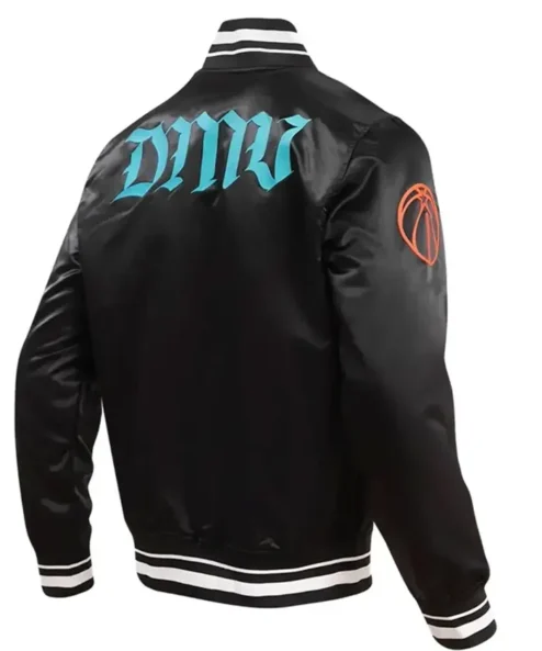 Washington Wizards 202324 City Edition Black Satin Varsity Jacket Back