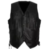 Western Cowboy Fringe Leather Black Vest
