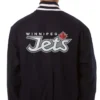 Winnipeg Jets One Color Navy Wool Varsity Jacket Back