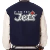 Winnipeg Jets Two-Tone Navy and White Wool Varsity Jacket Back