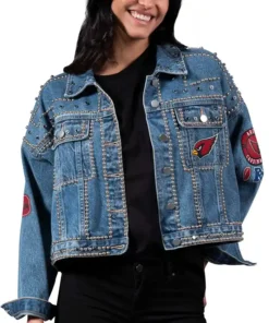 Womens Arizona Cardinals Blue Denim Trucker Jacket