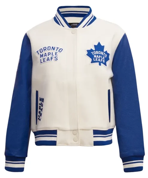 Women’s Toronto Maple Leafs Retro Classic Wool and Leather Varsity Jacket