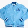 Xavier Musketeers Vintage Logo Sky Blue Satin Bomber Jacket