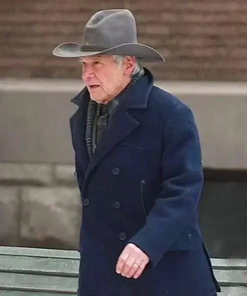 1923 S02 Jacob Dutton Blue Wool Coat For Men