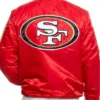 49ERS SF Red Satin Varsity Bomber Jacket Back