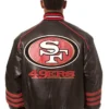 49ers San Francisco Black Leather Bomber Jacket Back