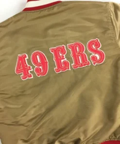 49ers San Francisco Gold Satin Bomber Jacket Back