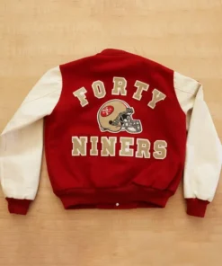 80’s San Francisco 49ers Team Red Letterman Jacket Back