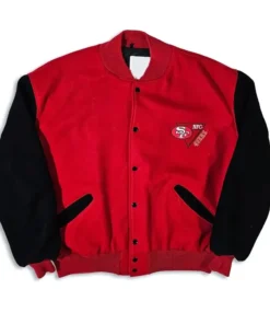 90’s San Francisco 49ers Red and Black Wool Varsity Jacket