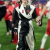 AFC Championship Brittany Mahomes Black And White Leather Coat
