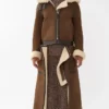 Alisha shearling Brown Jacket With Hood