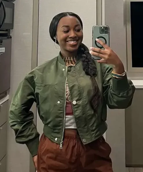 All American Amina Green Bomber Jacket