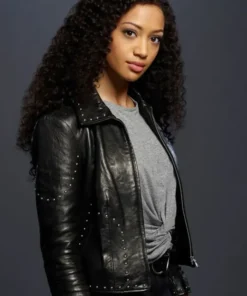 All American Olivia Baker Black Leather Studded Jacket