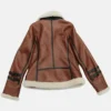 Anna Aviator Classic Brown Pilot Flight SF Bomber Shearling Jacket For Sale