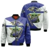 Baltimore Ravens 3D Baby Yoda Zip Bomber Jacket