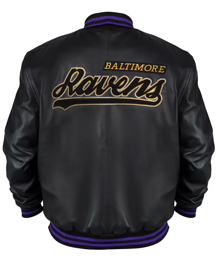 Baltimore Ravens Black Leather Bomber Jacket-Buy Now
