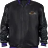 Baltimore Ravens Black Leather Bomber Jacket- Shop Now