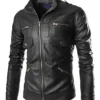 Biker Black Leather Jacket Slim Fit