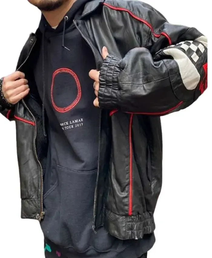 Black Vintage Corvette Leather Jacket For Sale