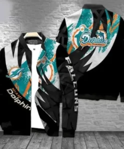 Bradley Miami Dolphins Black Bomber Jacket