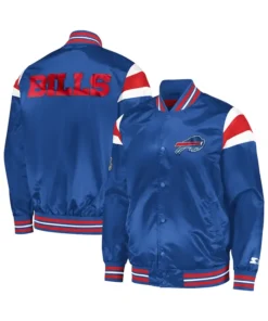 Buffalo Bills Blue Satin Varsity Bomber Jacket