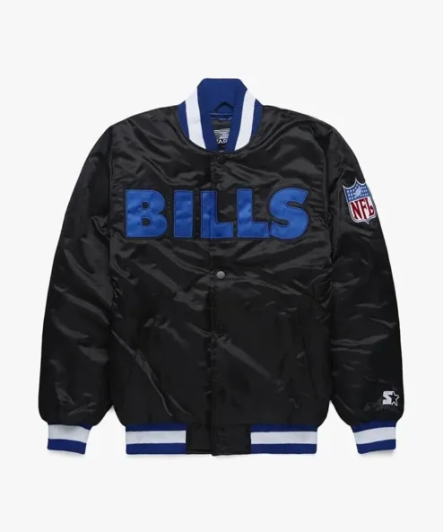 Buffalo Bills Starter Blackout Black Satin Varsity Jacket
