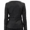 Buy Kelli Asymmetrical Shearling Leather Black Belted Biker Jacket For Sale