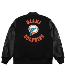 Buy Miami Dolphins Black Out Vintage Letterman Varsity Jacket For Men And Women