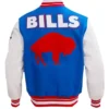 Buy Now Buffalo Bills Retro Royal Blue And White Letterman Varsity Jacket For Unisex