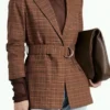 Buy Now NBC News Daily Kate Snow Plaid Belted Blazer For Unisex