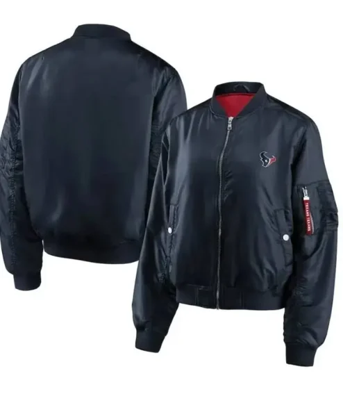 Carlos Houston Texans Black Zip Bomber Jacket