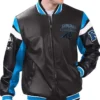 Carolina Panthers Black And Blue Bomber Leather Jacket