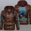 Carolina Panthers Brown Bomber Leather Jacket
