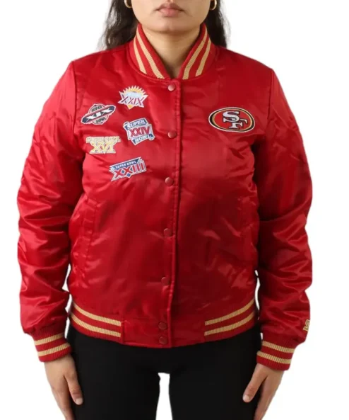 Champions San Francisco 49ers Red Satin Varsity Jacket