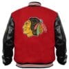 Shop Chicago Blackhawks Campbell Black and Red Varsity Jacket