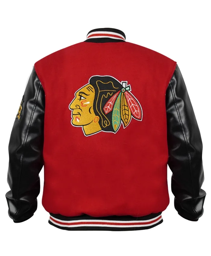 Shop Chicago Blackhawks Campbell Black and Red Varsity Jacket