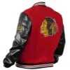 Chicago Blackhawks Campbell Black & Red Varsity Jacket
