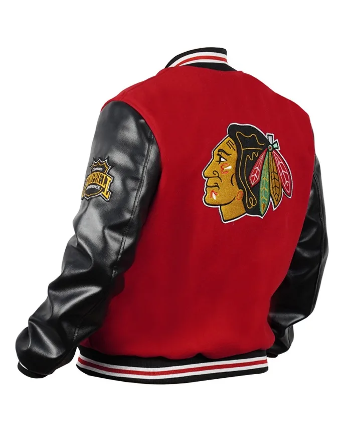 Chicago Blackhawks Campbell Black & Red Varsity Jacket