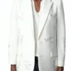 Ciara Renée Elsbeth 2024 White Embellished Blazer For Sale